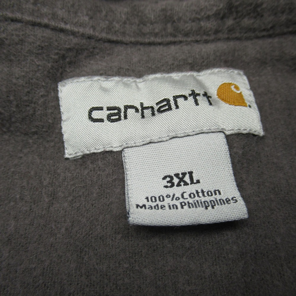 Carhartt Shirt Mens 3XL‎ Gray Pockets Chamois Tall Sleeve Heavyweight Button Up - Picture 4 of 11